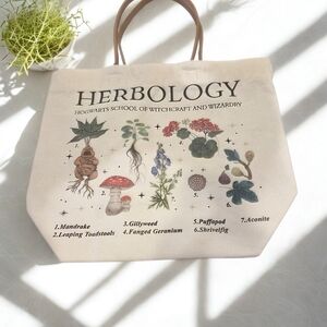 Herbology Canvas Tote Bag - Cream Botanical Print
